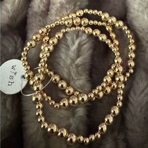 Wish Gold Tone Beaded Bracelet Trio